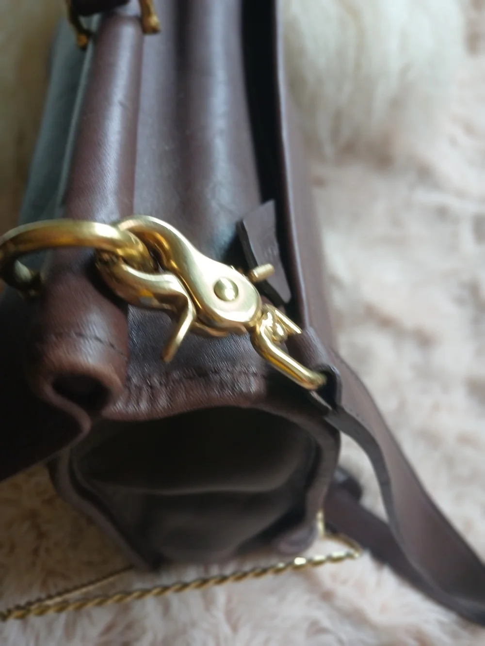 Classic Brown Leather Messenger Bag with Gold Hardware Coach.